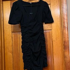 Monrow black shirred dress NWT
